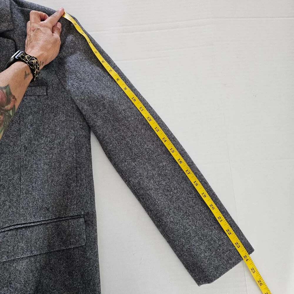 Everlane The Oversized Blazer Wool Gray Herringbone Boyfriend Fit Classic Sz 0 - Picture 14 of 16